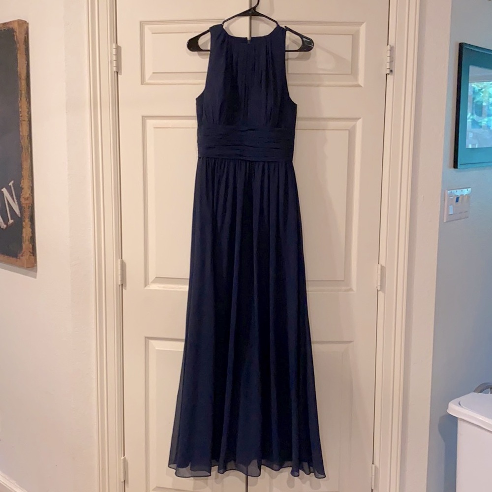 Bill Levkoff navy blue formal maxi gown size 6